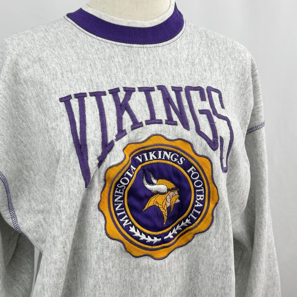 Vintage 90s The Game Minnesota Vikings Crewneck Sweatshirt Logo Athletic USA M - Picture 2 of 7
